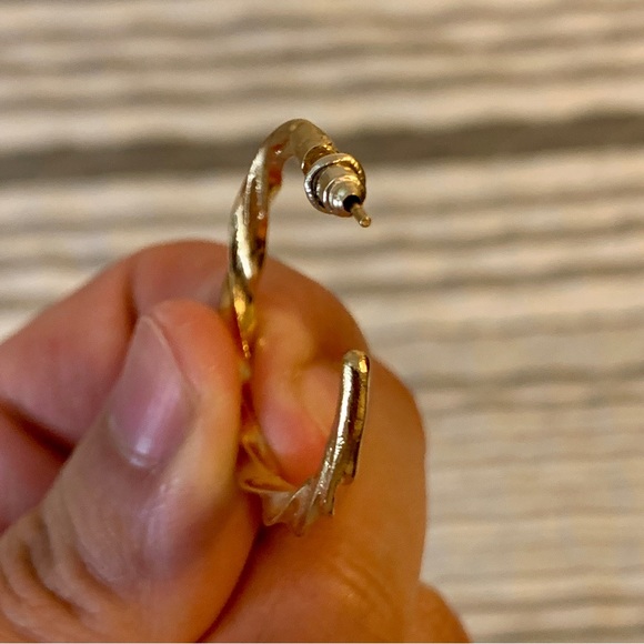 Twisted Gold Hoop Earrings - Picture 5 of 8